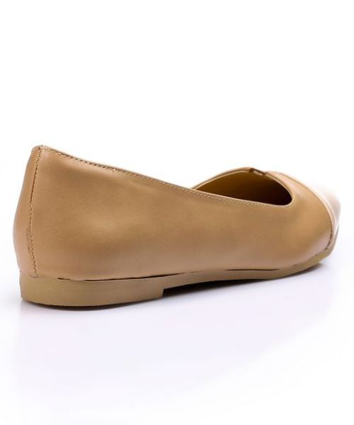 XO Style Solid Ballerina Faux Leather For Women - Cafe Beige