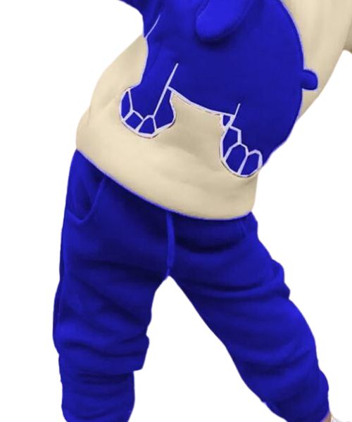Elephant Pattern Milton Pajama Round Neck Full Sleeve 2 Pieces For Boys - Blue White