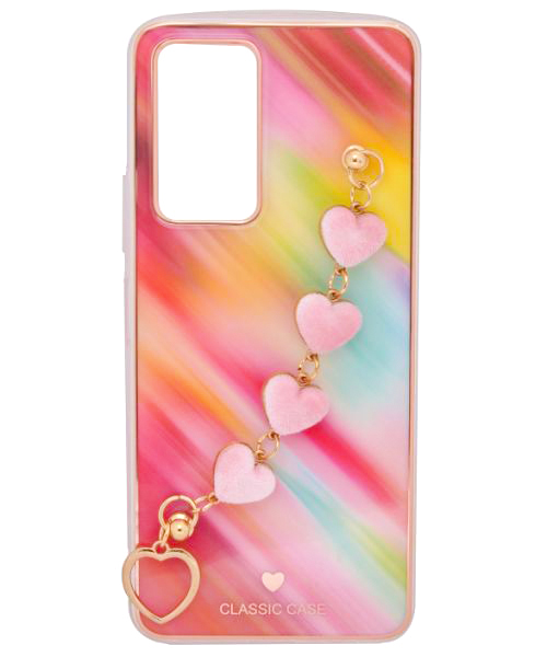 My Choice Sparkle Love Hearts Cover With Strap Bracelet Back Plastic Mobile Cover For Xiaomi Redmi Note 11 Pro - Multi Color