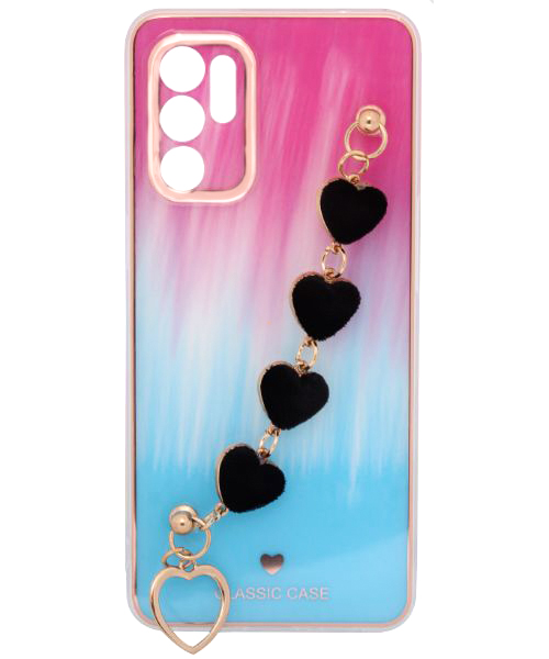 My Choice Sparkle Love Hearts Cover With Strap Bracelet Back Plastic Mobile Cover For Oppo Reno 6 4G - Multi Color