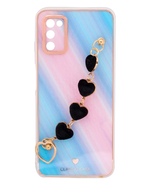 My Choice Sparkle Love Hearts Cover With Strap Bracelet Back Plastic Mobile Cover For Samsung Galaxy A03S - Multi Color