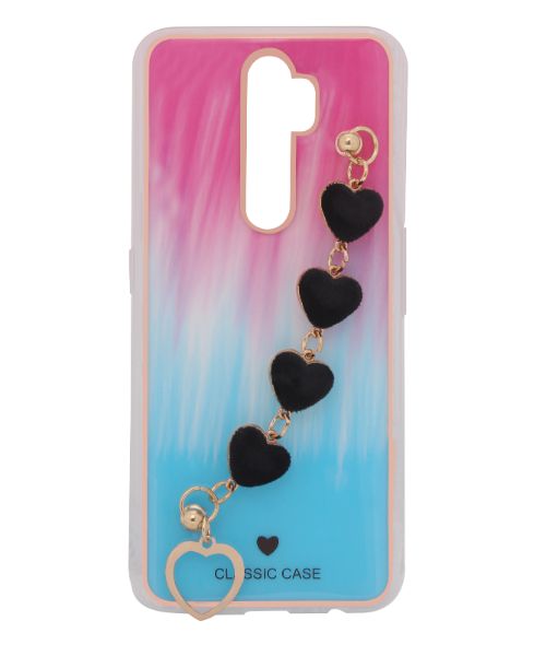 My Choice Sparkle Love Hearts Cover With Strap Bracelet Back Plastic Mobile Cover For Oppo A5 2020 - Multi Color
