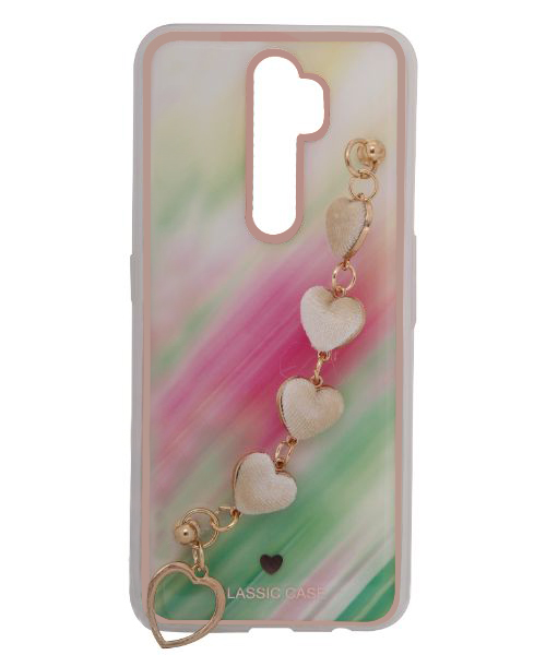 My Choice Sparkle Love Hearts Cover With Strap Bracelet Back Plastic Mobile Cover For Oppo A5 2020 - Multi Color