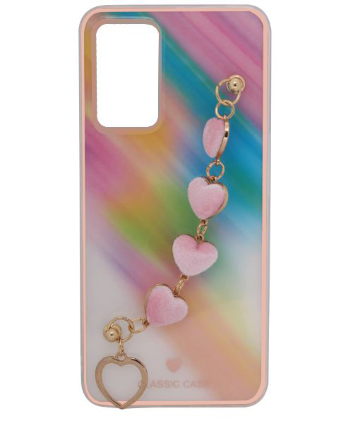 My Choice Sparkle Love Hearts Cover With Strap Bracelet Back Plastic Mobile Cover For Oppo A55 - Multi Color