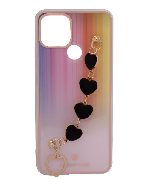 My Choice Sparkle Love Hearts Cover With Strap Bracelet Back Plastic Mobile Cover For Oppo A16 K - Multi Color