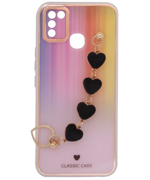 My Choice Sparkle Love Hearts Cover With Strap Bracelet Back Plastic Mobile Cover For Infinix Smart 5 - Multi Color