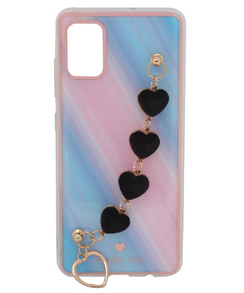 My Choice Sparkle Love Hearts Cover With Strap Bracelet Back Plastic Mobile Cover For Samsung Galaxy A51 - Multi Color