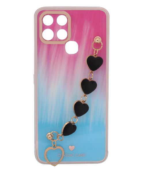 My Choice Sparkle Love Hearts Cover With Strap Bracelet Back Plastic Mobile Cover For Infinix Smart 6 - Multi Color