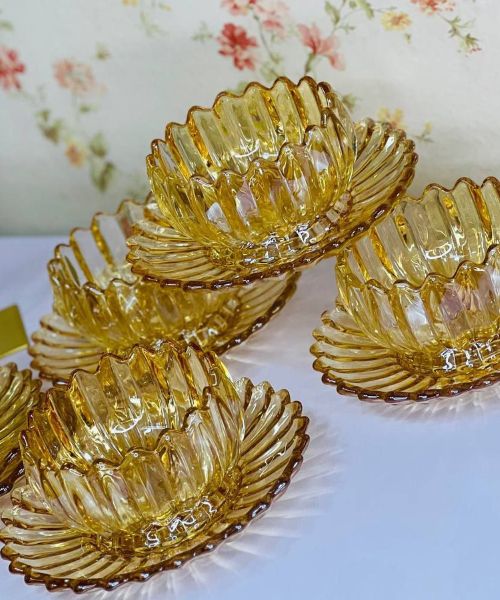Glass Dessert Bowl Set 12 Pieces - Gold