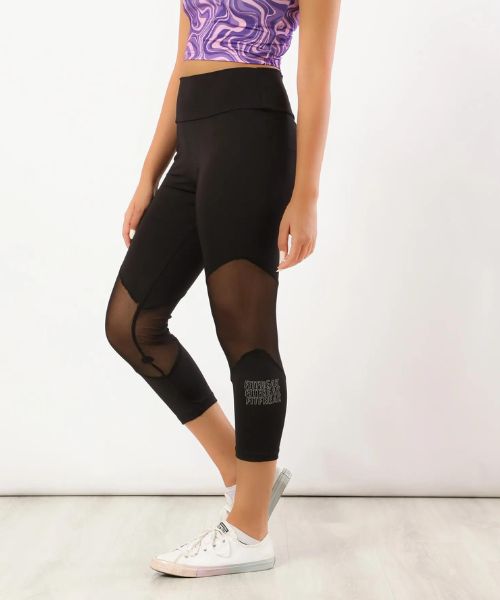 Fit Freak Mesh High Waisted Legging Pants Solid For Women - Black