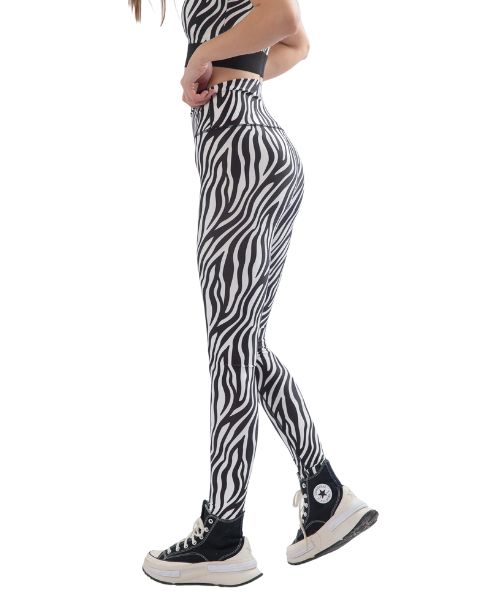 Fit Freak Printed Sport Legging Pants For Women - White Black