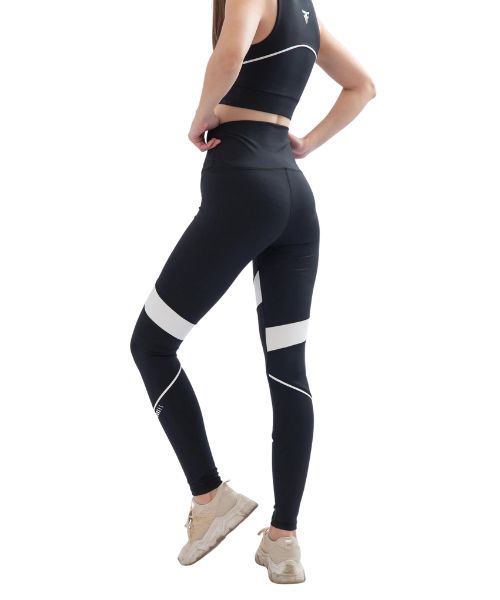 Fit Freak Solid Sport Legging Pants For Women - White Black