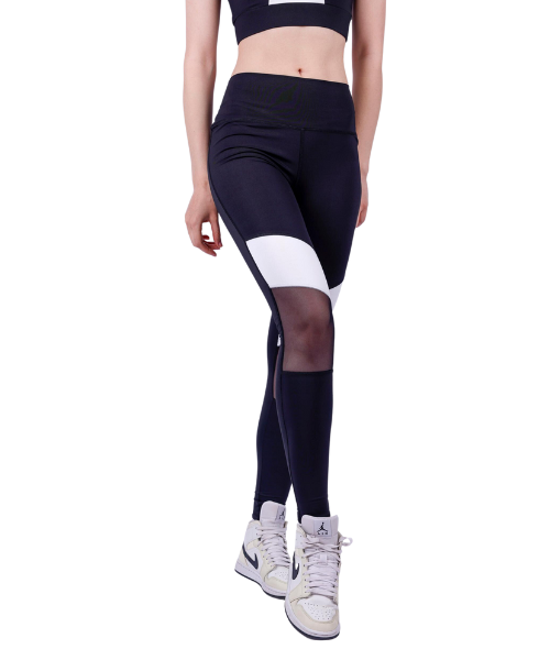 Fit Freak Mesh Sport Legging Pants For Women - White Black