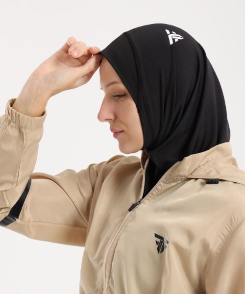 FIT FREAK Sports hijab Solid  - Black