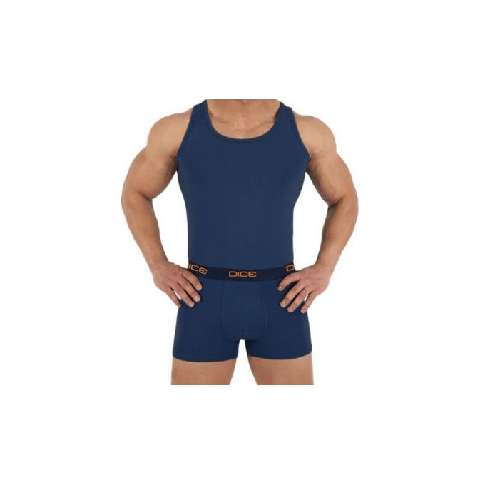 Dice Set Of Sleeveless Under-Shirt And Boxer - For Men - Black