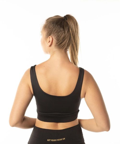 Fit Freak Solid Sport Bra For Women - Black