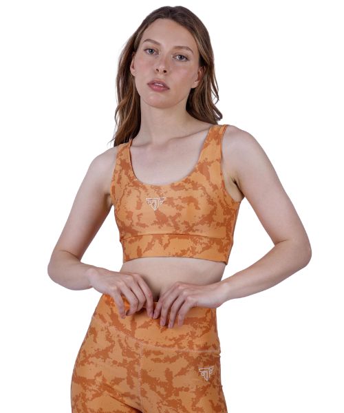 Fit Freak Printed Sport Bra For Women - Orange