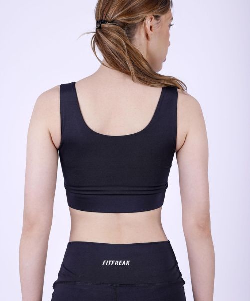 Fit Freak Solid Sport Bra For Women - White Black