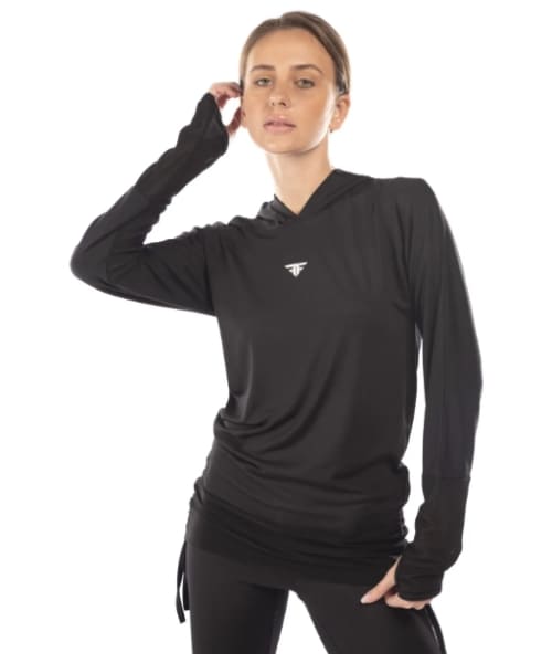 FIT FREAK Sport Hoodie Solid with Capiccio  For  Women - Black