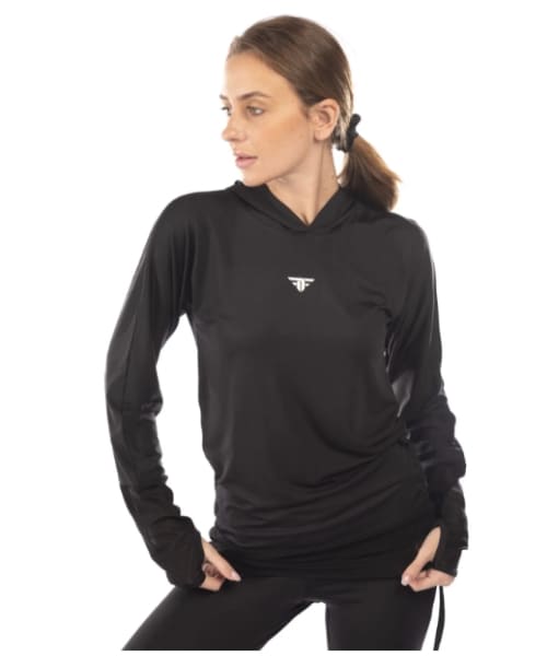 FIT FREAK Sport Hoodie Solid with Capiccio  For  Women - Black