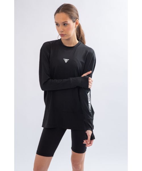 Fit Freak Solid T-Shirts Full Sleeve Round Neck For Women - Black