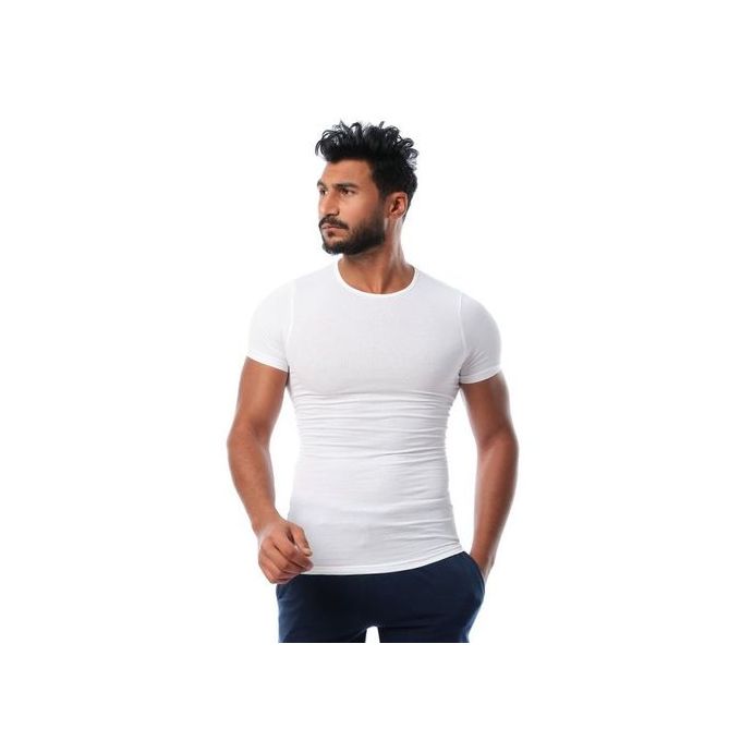 Dice Round Neck Undershirts Set - 2 Pcs - White
