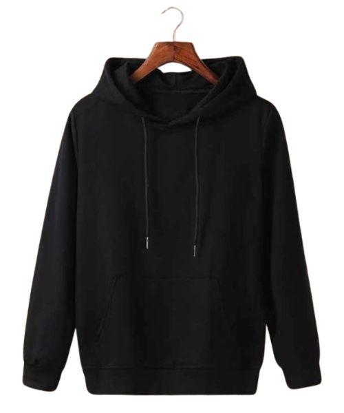Solid Hoodie With Pockets And Capiccio Full Sleeve For Men - Black