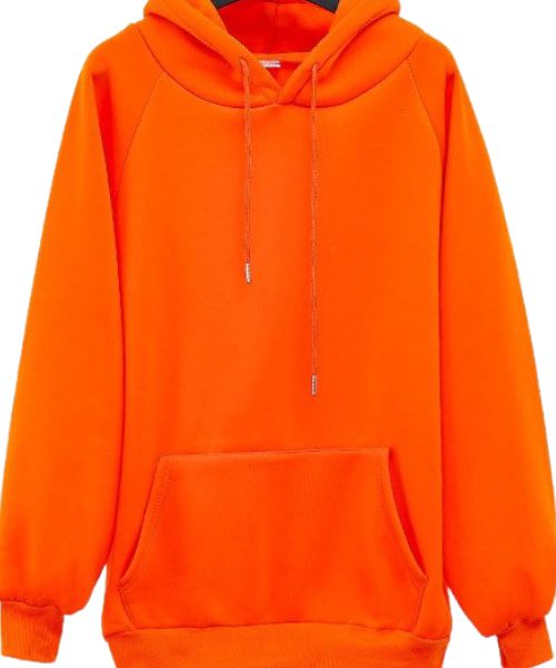 Solid Hoodie With Pockets And Capiccio Full Sleeve For Men - Orange