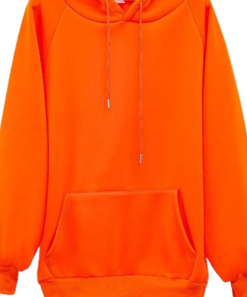Solid Hoodie With Pockets And Capiccio Full Sleeve For Men - Orange