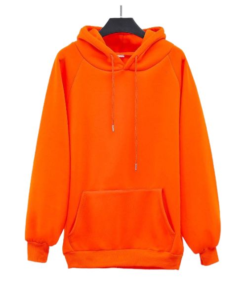 Solid Hoodie With Pockets And Capiccio Full Sleeve For Men - Orange