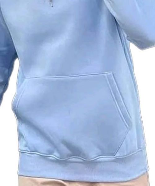 Solid Hoodie With Pockets And Capiccio Full Sleeve For Men - Light Blue