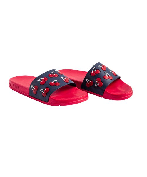Onda‎ Pattern Slides Slipper Plastic For Women - Navy Red