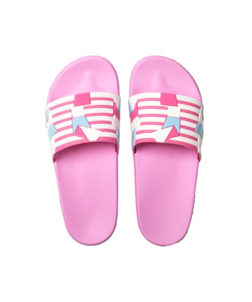 Onda‎ Pattern Slides Slipper Plastic For Women - White Pink