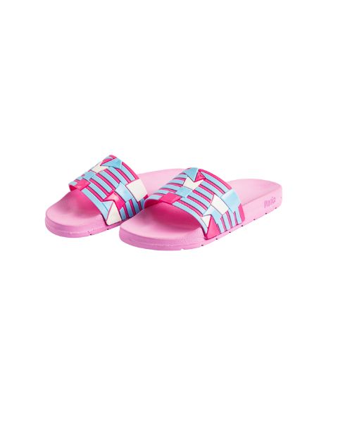 Onda‎ Pattern Slides Slipper Plastic For Women - White Pink