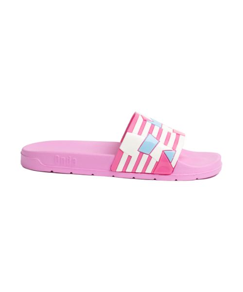 Onda‎ Pattern Slides Slipper Plastic For Women - White Pink