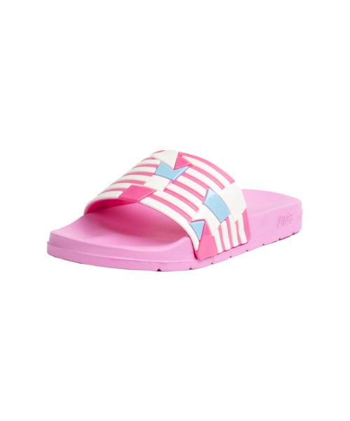 Onda‎ Pattern Slides Slipper Plastic For Women - White Pink