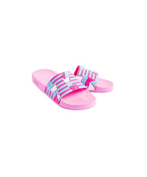 Onda‎ Pattern Slides Slipper Plastic For Women - White Pink