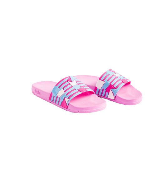 Onda‎ Pattern Slides Slipper Plastic For Women - White Pink