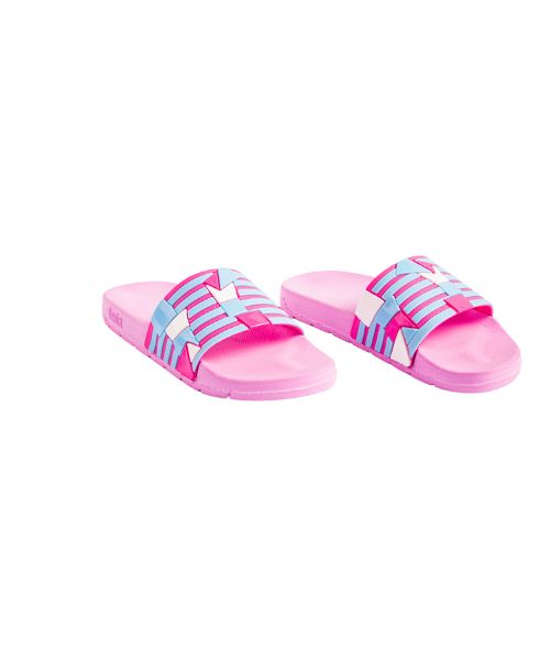 Onda‎ Pattern Slides Slipper Plastic For Women - White Pink