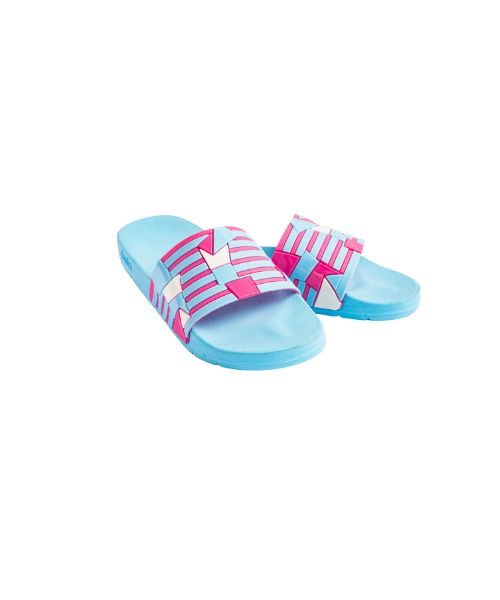 Onda‎ Pattern Slides Slipper Plastic For Women - Light Blue White