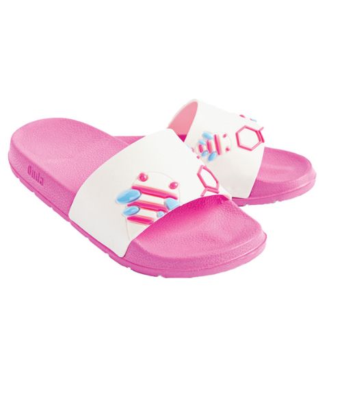 Onda‎ Pattern Slides Slipper Plastic For Kids - White Pink