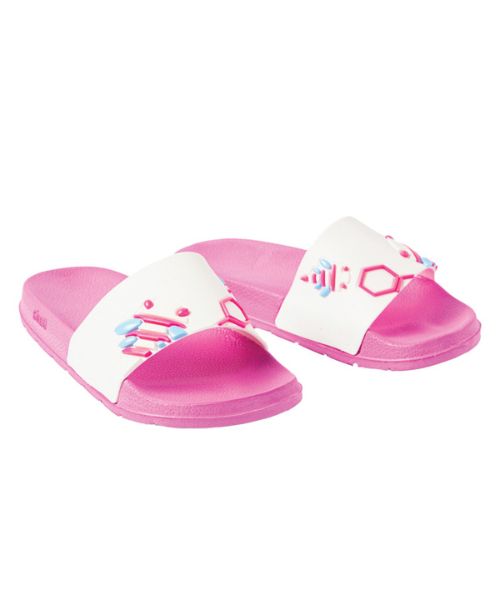 Onda‎ Pattern Slides Slipper Plastic For Kids - White Pink