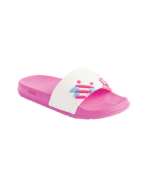 Onda‎ Pattern Slides Slipper Plastic For Kids - White Pink