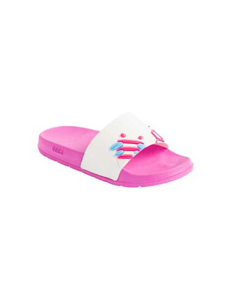 Onda‎ Pattern Slides Slipper Plastic For Kids - White Pink