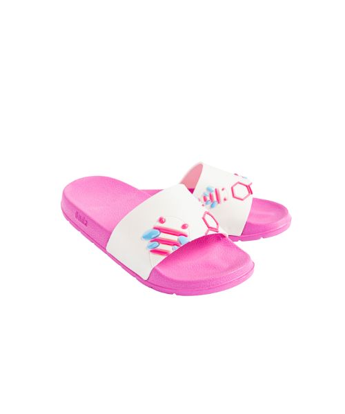 Onda‎ Pattern Slides Slipper Plastic For Kids - White Pink