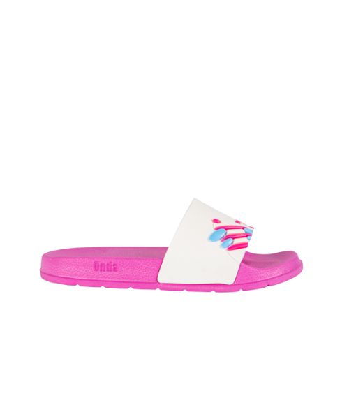 Onda‎ Pattern Slides Slipper Plastic For Kids - White Pink