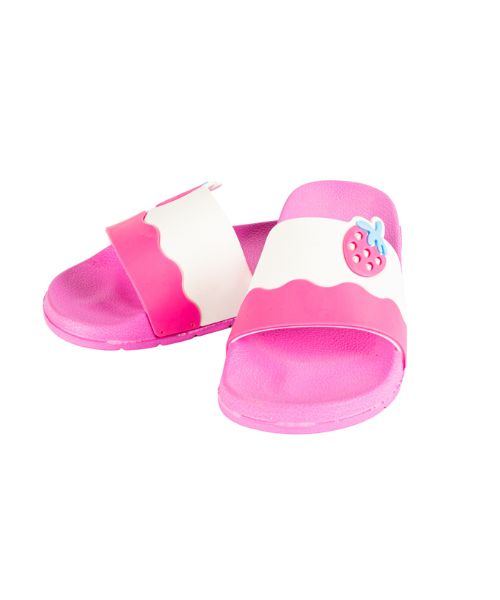 Onda‎ Pattern Slides Slipper Plastic For Kids - White Pink