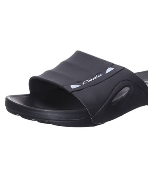 Onda‎ Printed Slides Slipper Plastic For Men - Black