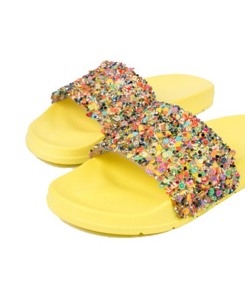 Onda‎ Pattern Slides Slipper Plastic For Women - Yellow