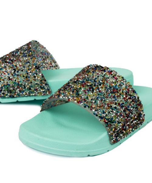 Onda‎ Pattern Slides Slipper Plastic For Women - Mint Green